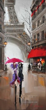  Regenschirm Kunst - Paar unter Regenschirm Effel Tower Kal Gajoum strukturiert